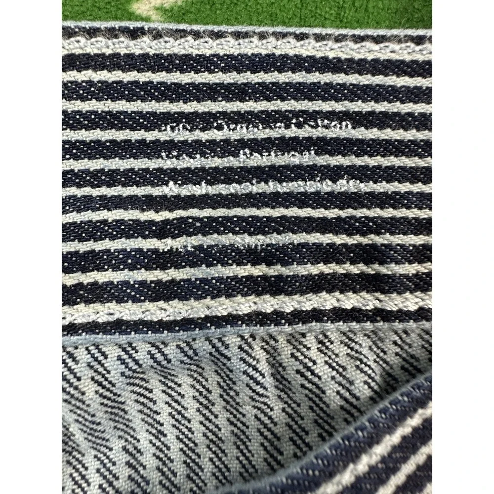 Alex Crane Blue Navy Striped Button Fly Utility Indigo Jean Size 28x30 NWT